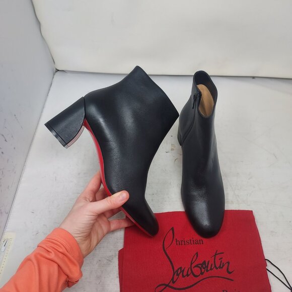 Christian Louboutin Black Turela Leather Ankle Boot - Picture 1 of 13